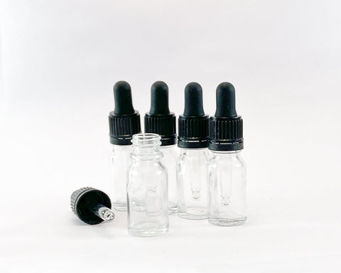 10ml clear glass dropper bottles. Pack of 5.