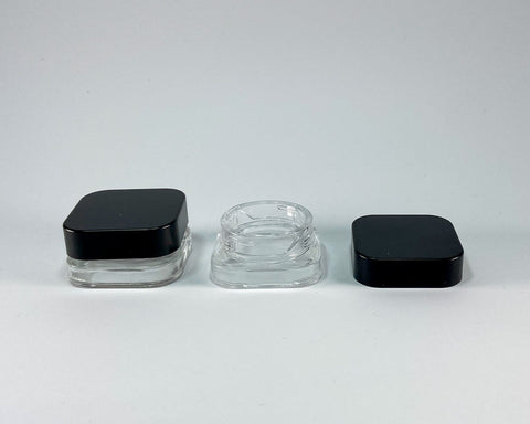 10ml square glass jar with childproof cap.
