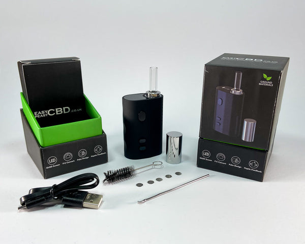 Mini dry herb vaporiser. Massive 1100mAh battery. Discreet. C and F temperature modes. Ceramic chamber. OLED screen. Haptic feedback.