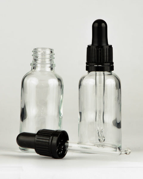 30ml clear glass dropper bottles. Pack of 5.