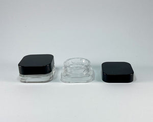 10ml square glass jar with childproof cap.