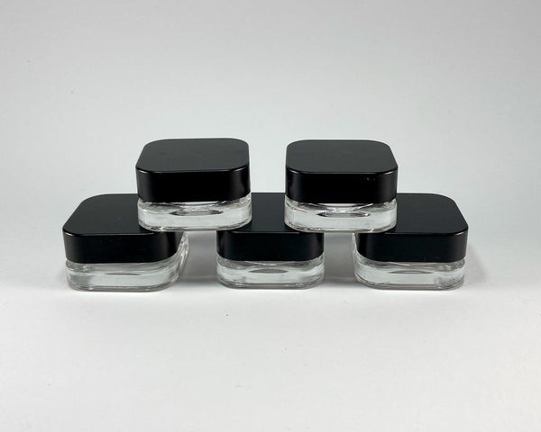 10ml square glass jar with childproof cap. Pack of 5.