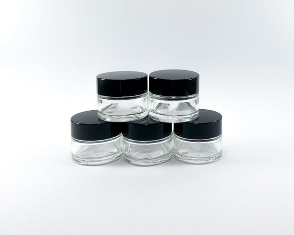 15ml round glass jar with inner lid. Pack of 5.