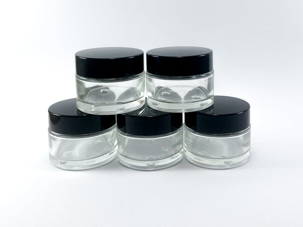 30ml round glass jar with inner lid. Pack of 5.