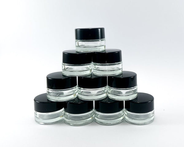 5ml round glass jar with inner lid. Pack of 10.