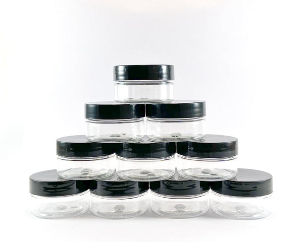 25ml round plastic jar. Pack of 10.