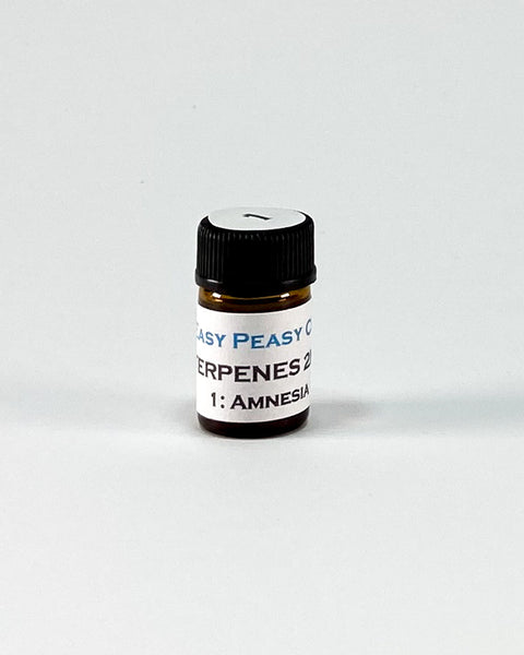 2ml terpenes with cap and orifice reducer. Profile #1: Amnesia.