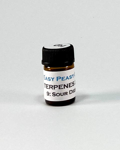 2ml terpenes with cap and orifice reducer. Profile #9: Sour Diesel