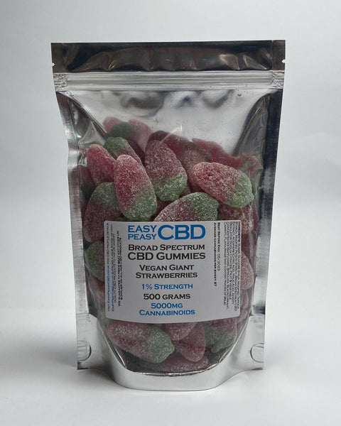 1% Vegan Broad Spectrum Gummies - Giant Strawberries